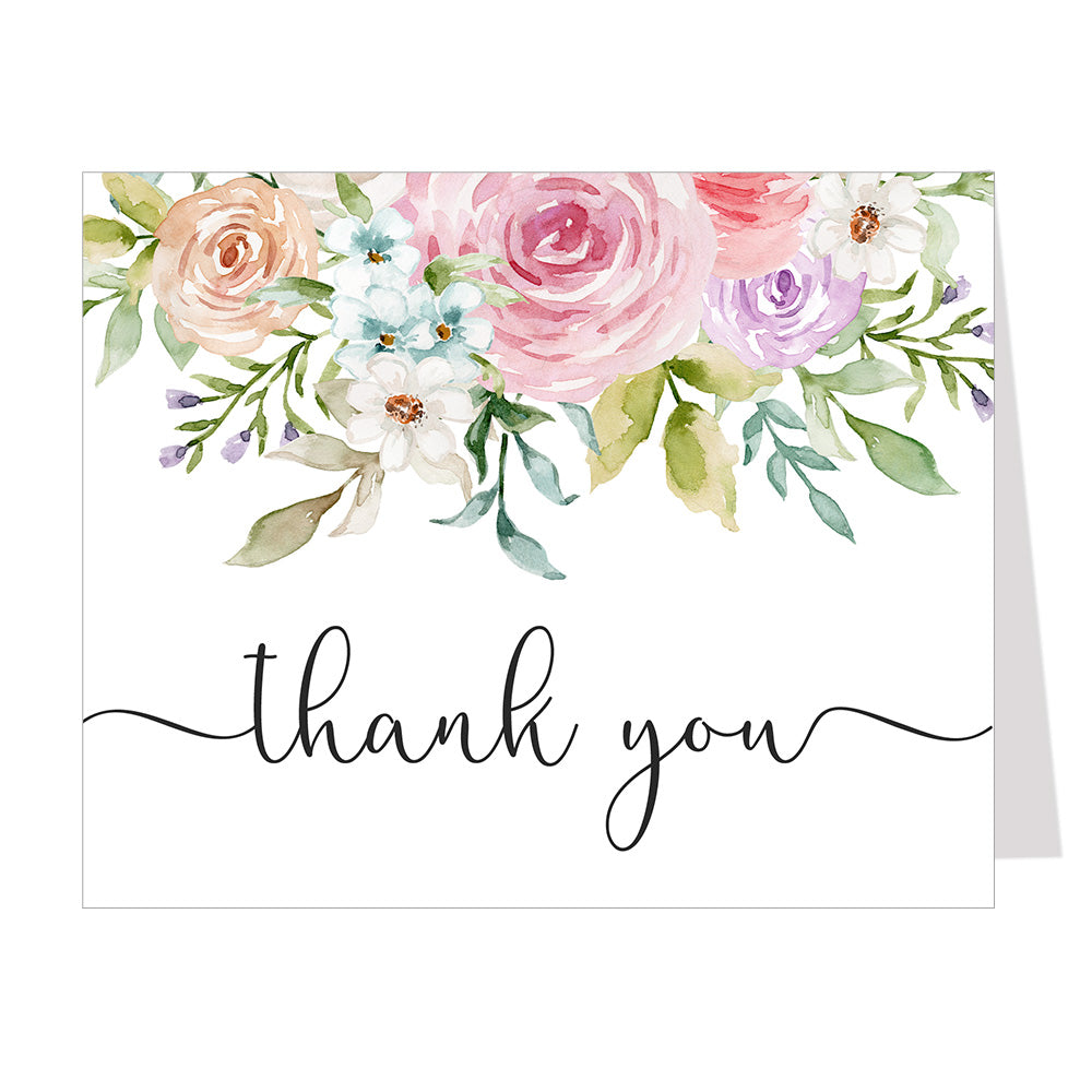 Colorful Flowers Thank You Card - Bridal Shower Stationery