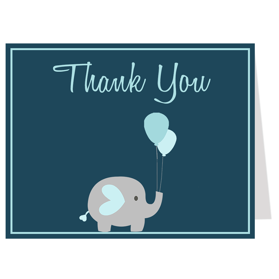 Elephant Balloon Thank You Card – The Invite Lady