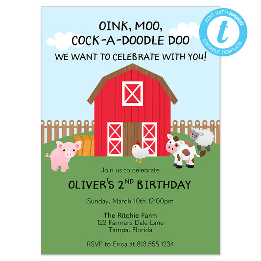 DIGITAL: Barnyard Birthday Party Invitation