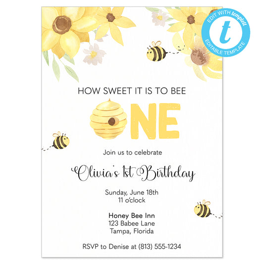 DIGITAL: Bee Birthday Party Invitation