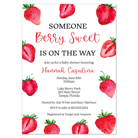 Strawberry Baby Shower Invitation