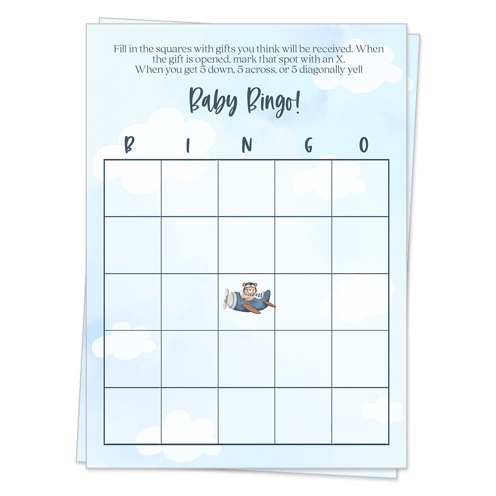 Airplane Baby Shower Bingo Card