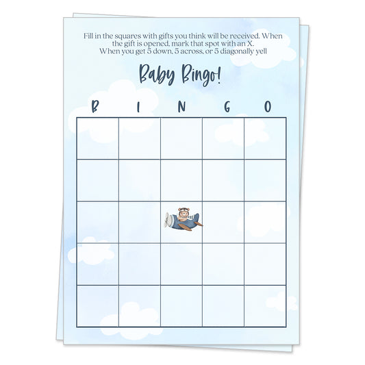 Airplane Baby Shower Bingo Card