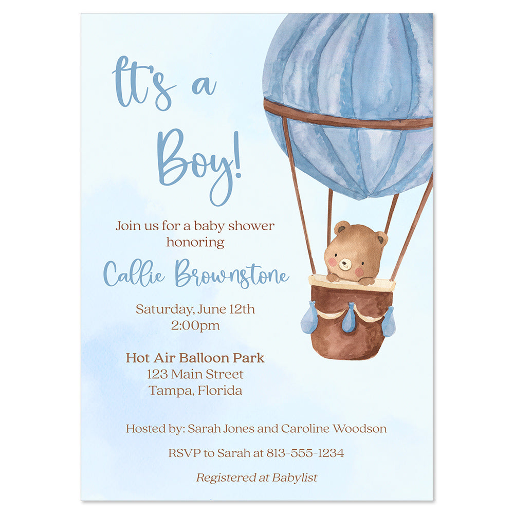 Hot Air Balloon Baby Shower Invitation