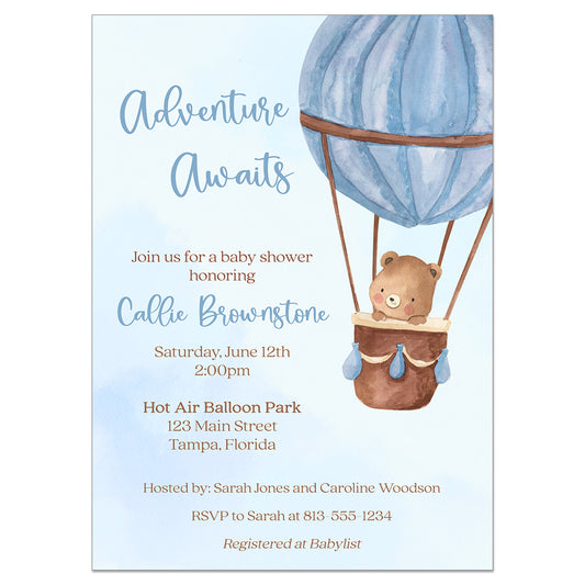 Hot Air Balloon Baby Shower Invitation