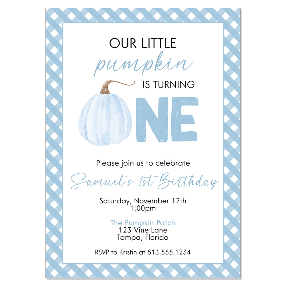 Little Pumpkin First Birthday Party Invitation – The Invite Lady