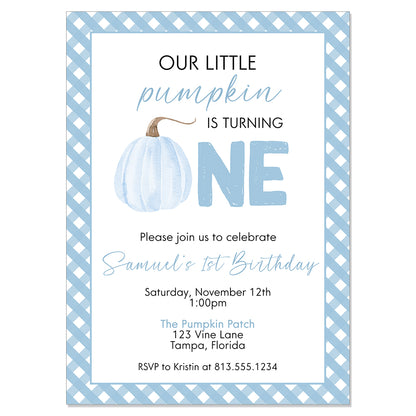 Little Pumpkin First Birthday Party Invitation