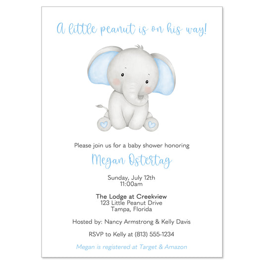 Watercolor Elephant Baby Shower Invitation