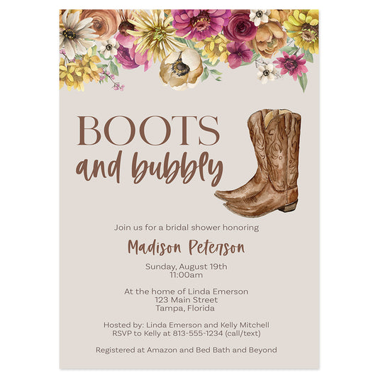 Cowboy Boots Bridal Shower Invitation