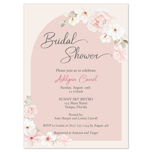 Dusty Rose Arch Bridal Shower Invitation