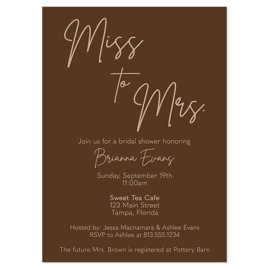 Miss to Mrs. Bridal Shower Invitation