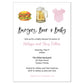 Burgers Beer and Baby Baby Shower Invitation