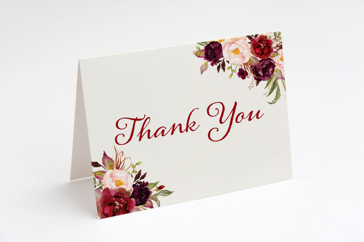 Burgundy Blooms Thank You Card
