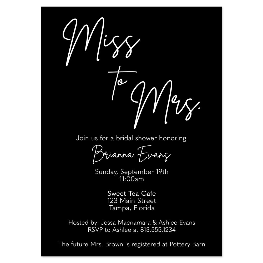 Miss to Mrs. Bridal Shower Invitation