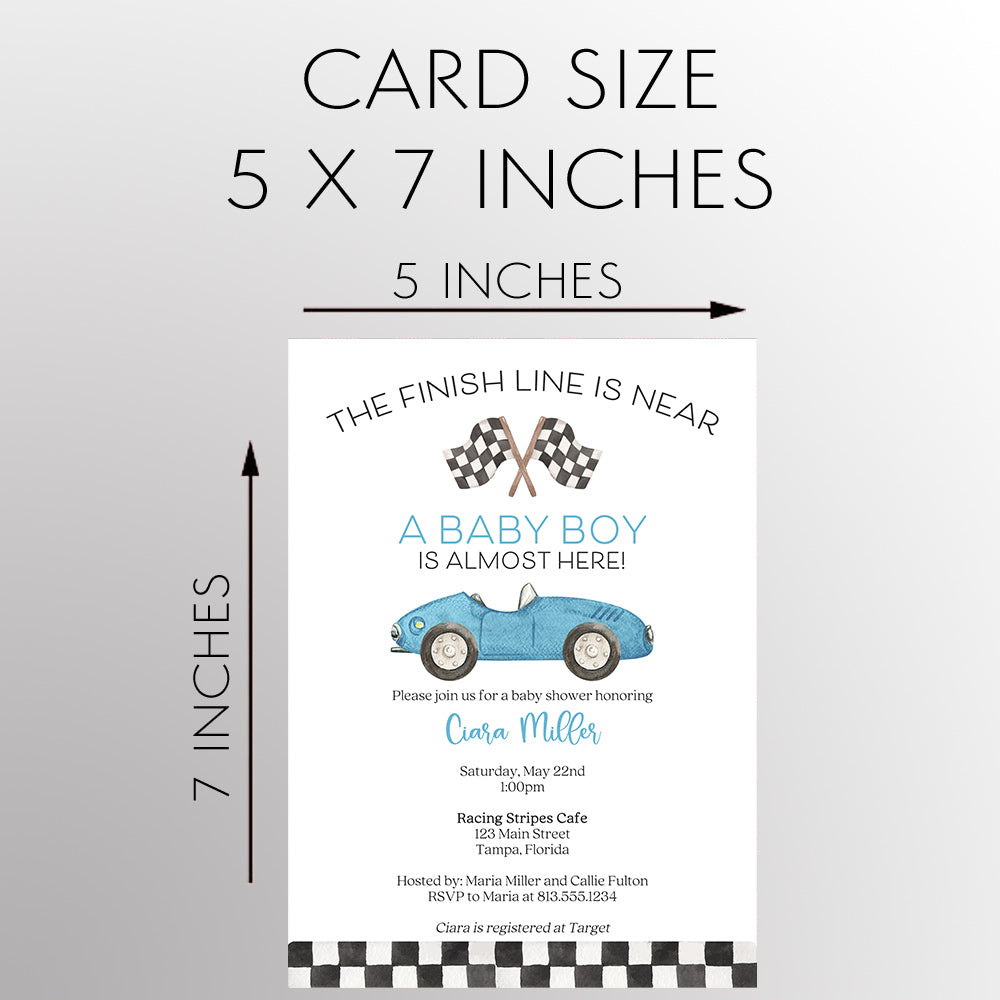 Race Car Baby Shower Invitation