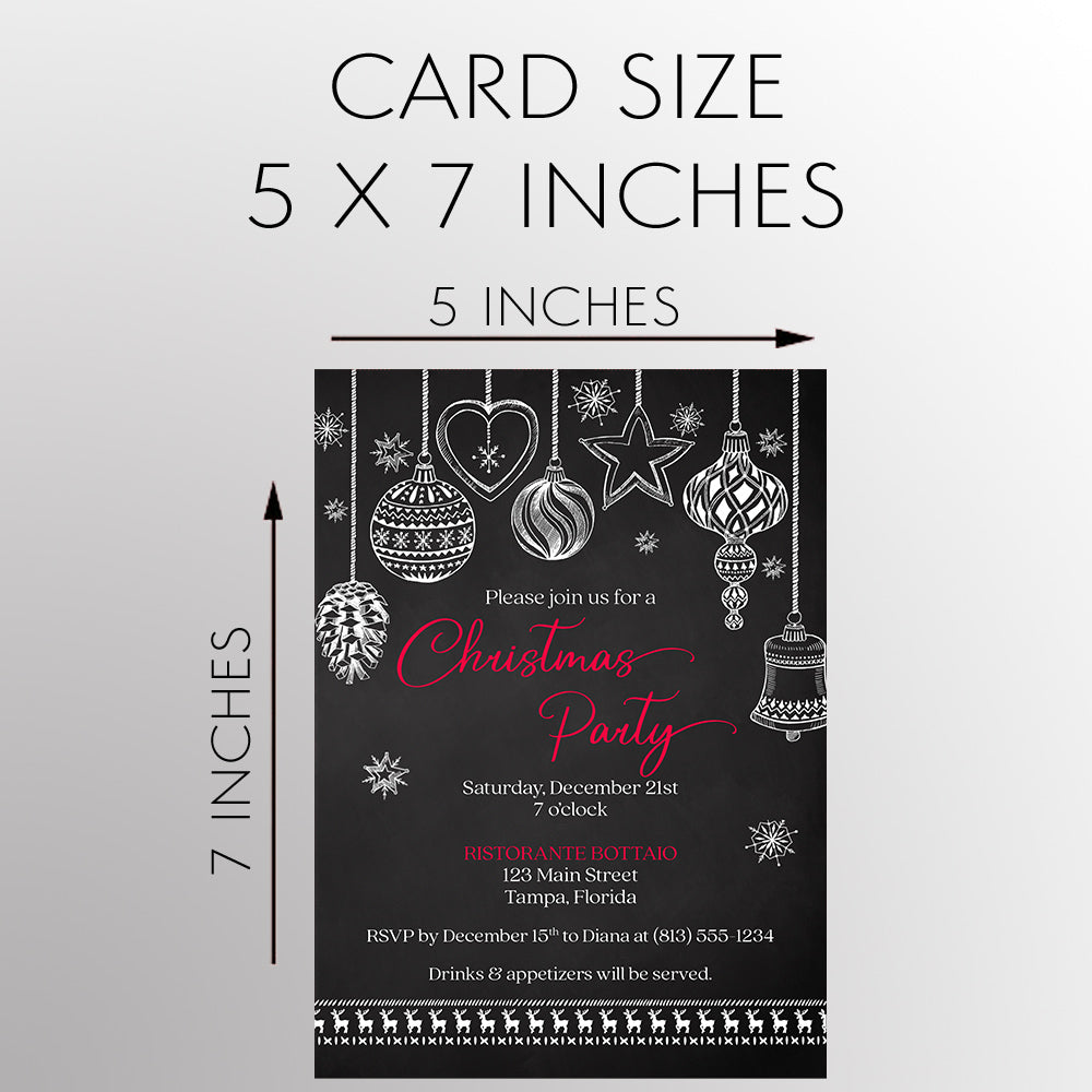 Chalkboard Ornaments Christmas Party Invitation