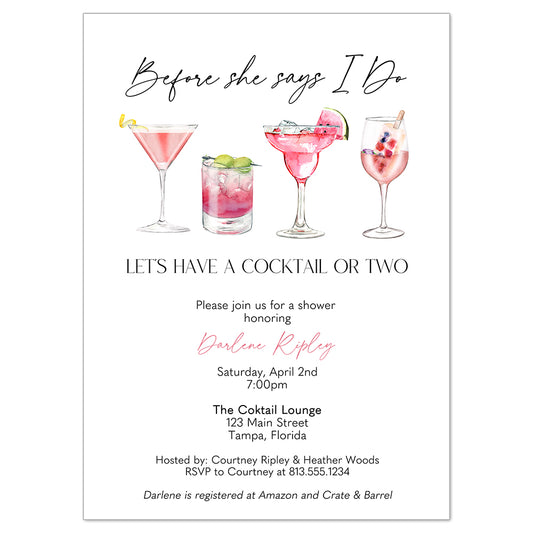 Cocktail Bridal Shower Invitation