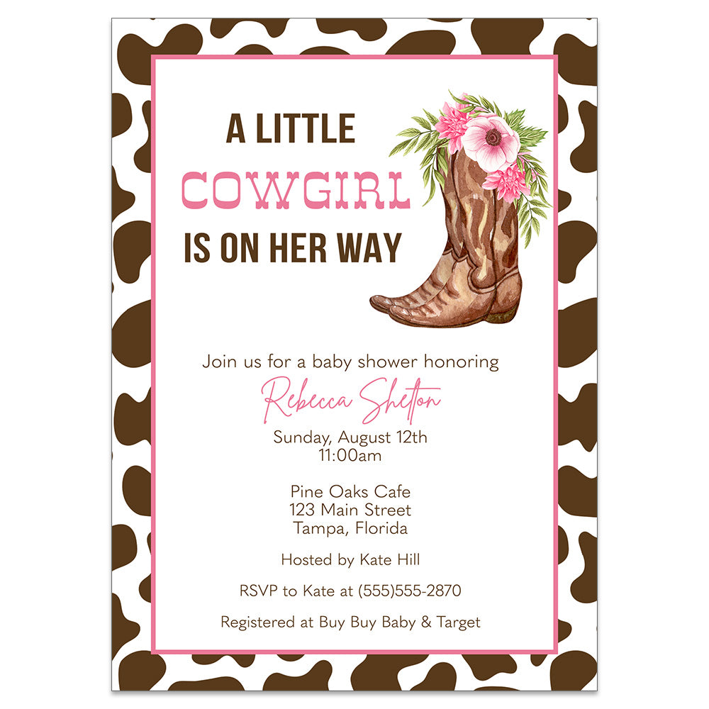 Cowgirl baby sales shower invitations