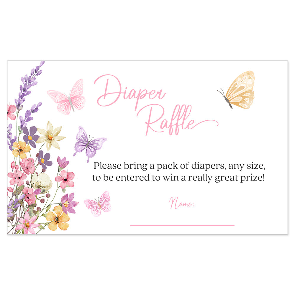 Butterfly Diaper Raffle Ticket