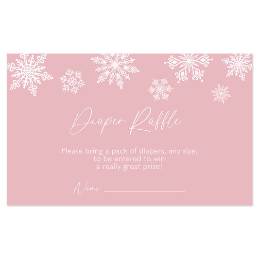 Winter Wonderland Pink Baby Shower Diaper Raffle Ticket