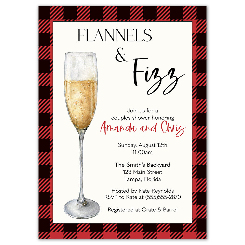 Flannels and Fizz Couples Shower Invitation