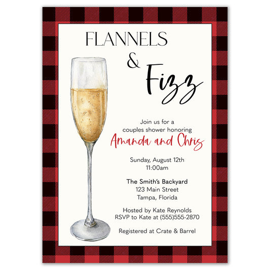 Flannels and Fizz Couples Shower Invitation