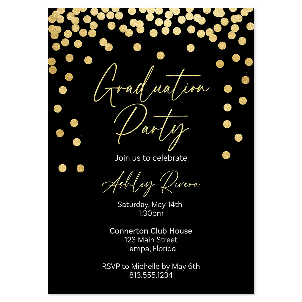 Glitter and Gold Graduation Party Invitation – The Invite Lady