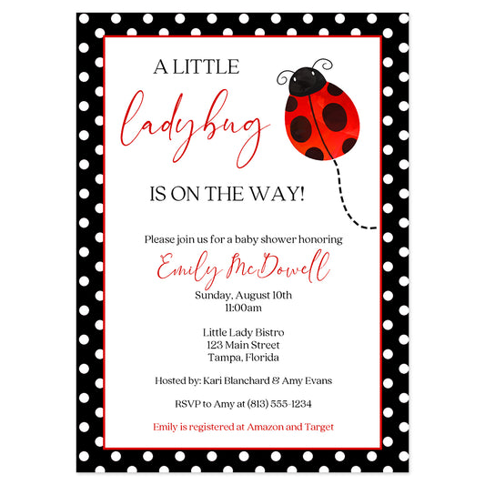 Ladybug Baby Shower Invitation