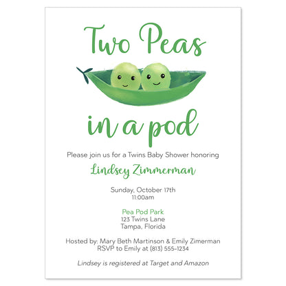 Peas in a Pod Baby Shower Invitation