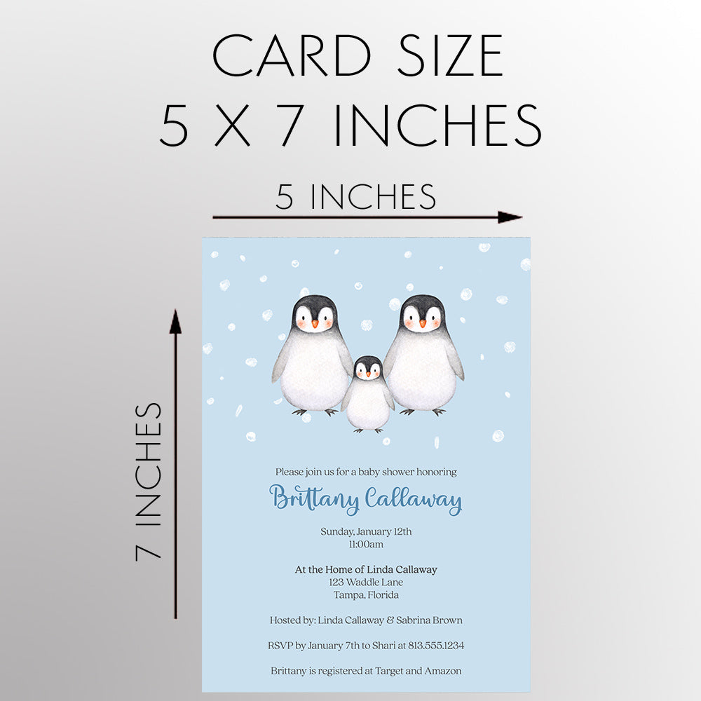 Penguin Baby Shower Invitation