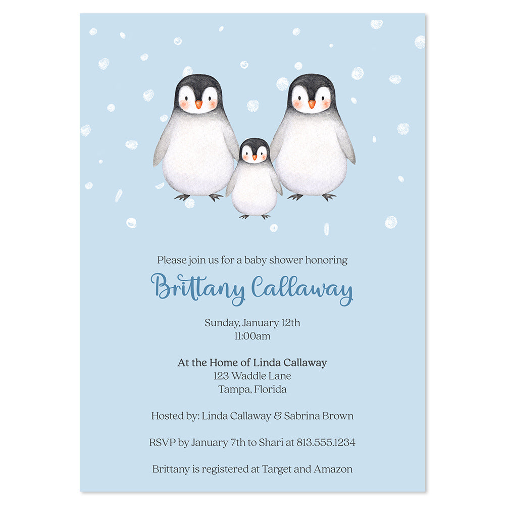 Penguin Baby Shower Invitation