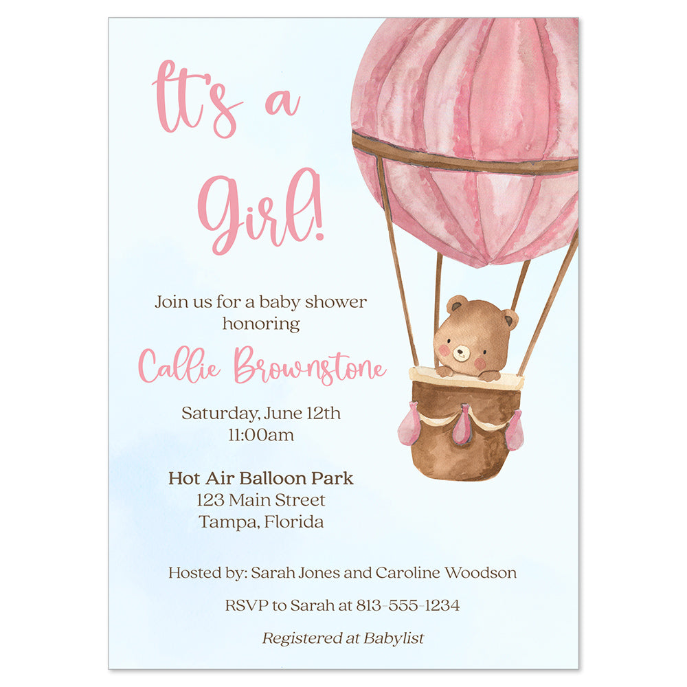 Hot Air Balloon Baby Shower Invitation