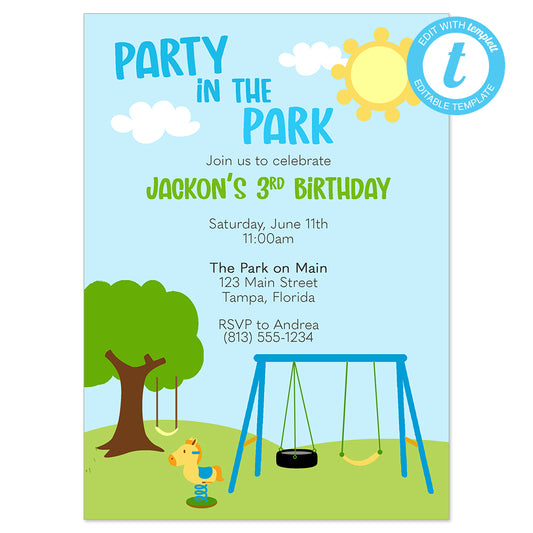 DIGITAL: Party in the Park Birthday Party Invitation