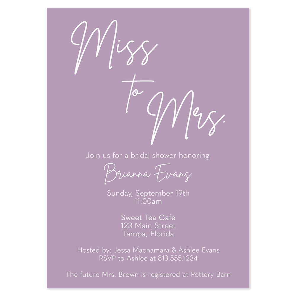 Miss to Mrs. Bridal Shower Invitation