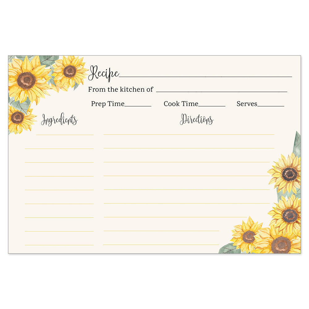 Sunflowers Recipe Card