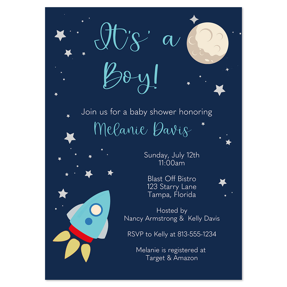 Rocket Ship Baby Shower Invitation