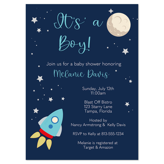 Rocket Ship Baby Shower Invitation