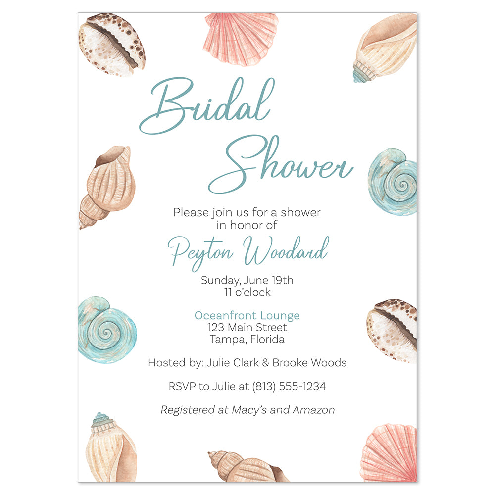 Beach Shells Bridal Shower Invitation