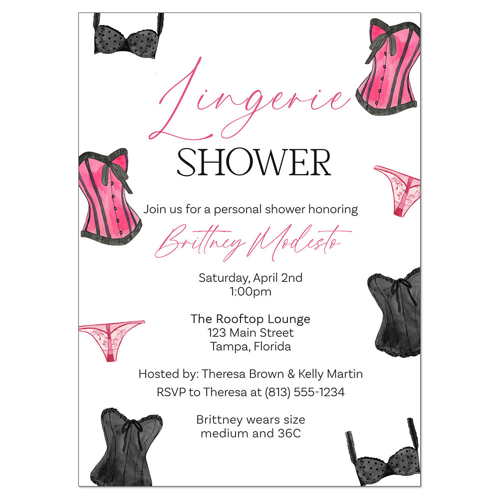 Lingerie Bridal Shower Invitation