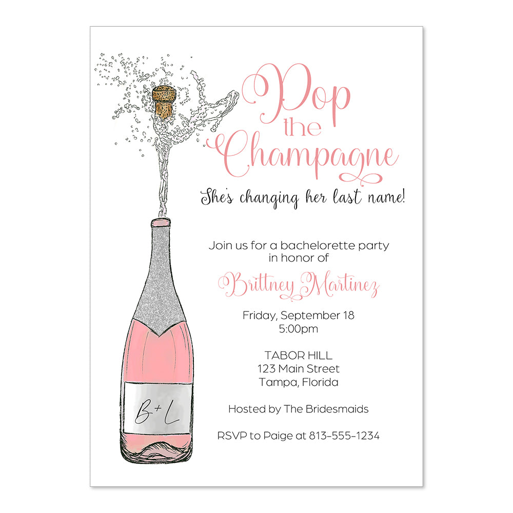 Pop the Champagne, Bridal Shower Invitation