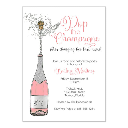 Pop the Champagne, Bridal Shower Invitation