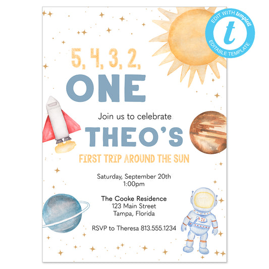 DIGITAL: First Trip Around the Sun Birthday Invitation