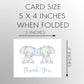 Twin Elephant Baby Shower Thank You Card