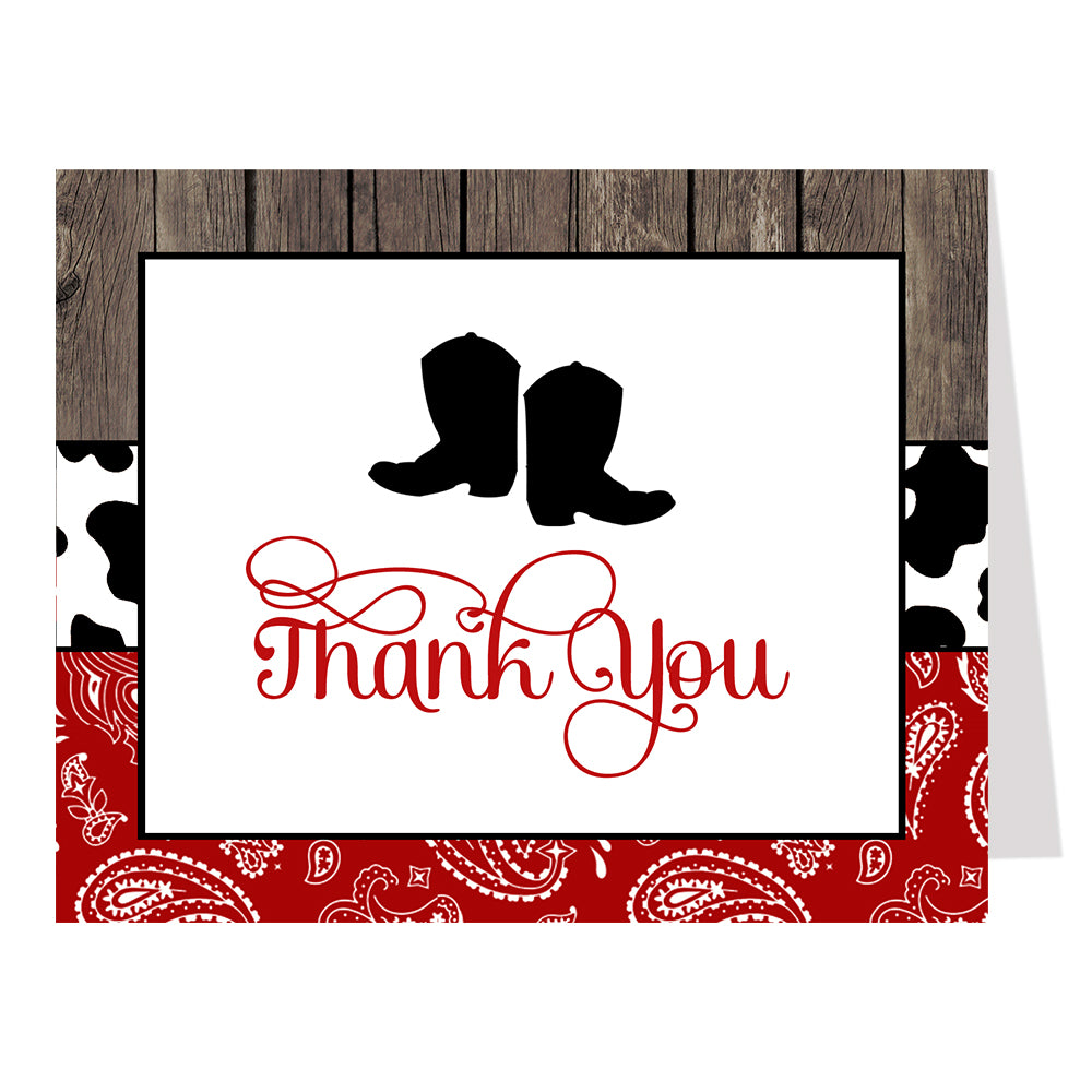 Boots and Bandanas Baby Shower Thank You Card