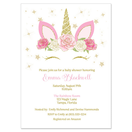 Unicorn Baby Shower Invitation