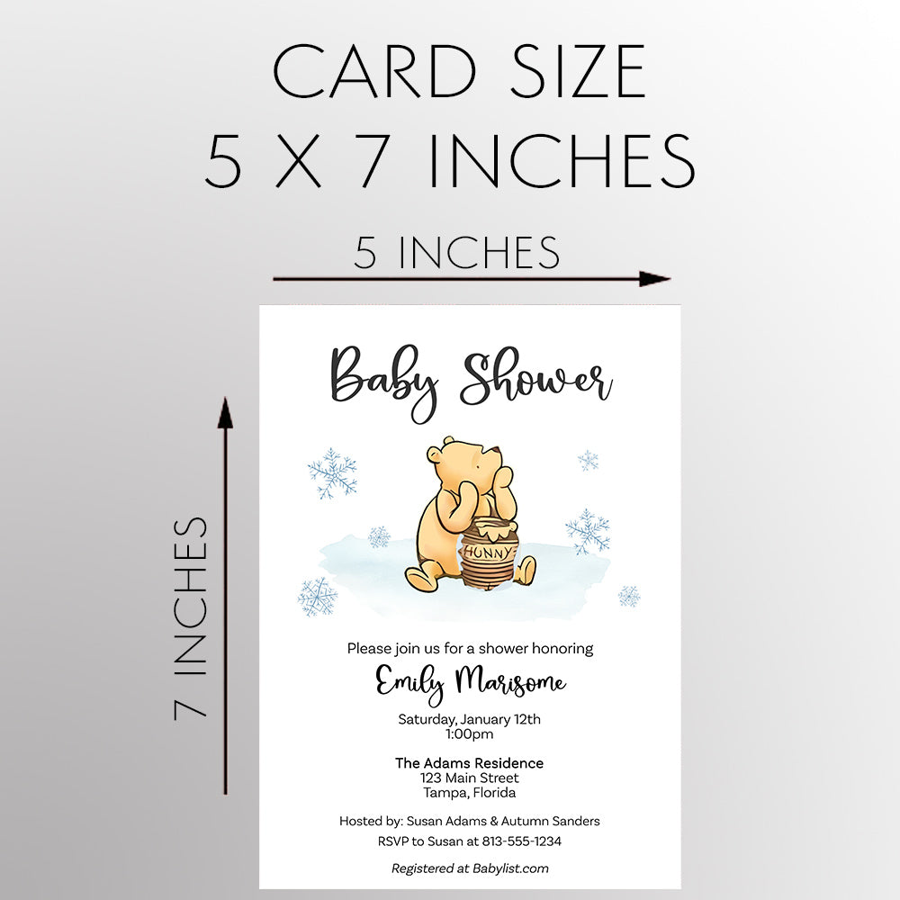 Winnie the Pooh Winter Baby Shower Invitation