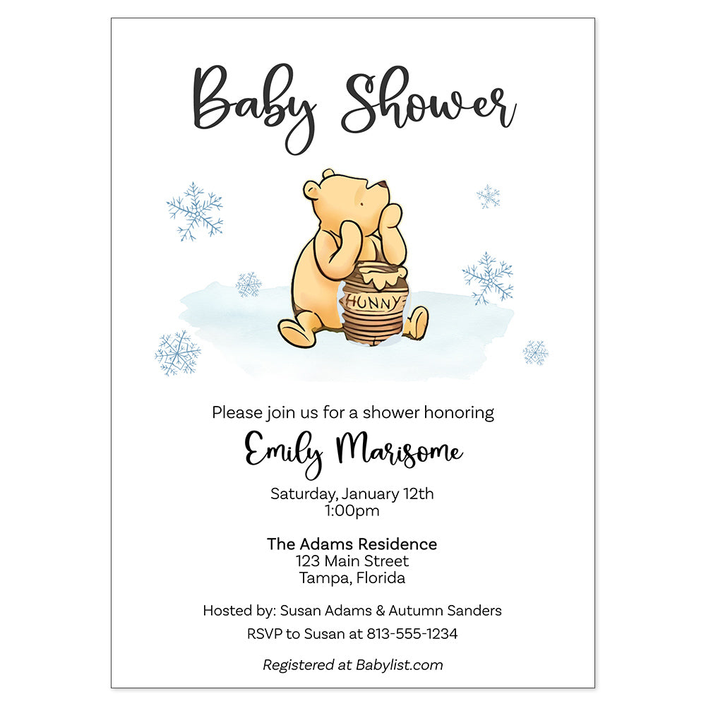 Winnie the Pooh Winter Baby Shower Invitation