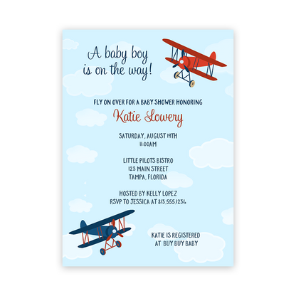 Up Up and Away Baby Shower Invitation